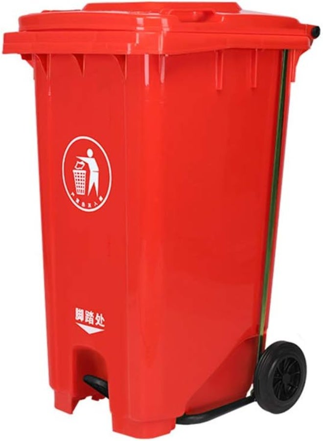 Swish Super Heavy Duty Plastic Garbage Large Bin, Red, 240 Litre with Wheel and Center Pedal -Kitchen and Outdoor Recycle Trash Can, Large Industrial Waste Bin - Image 1